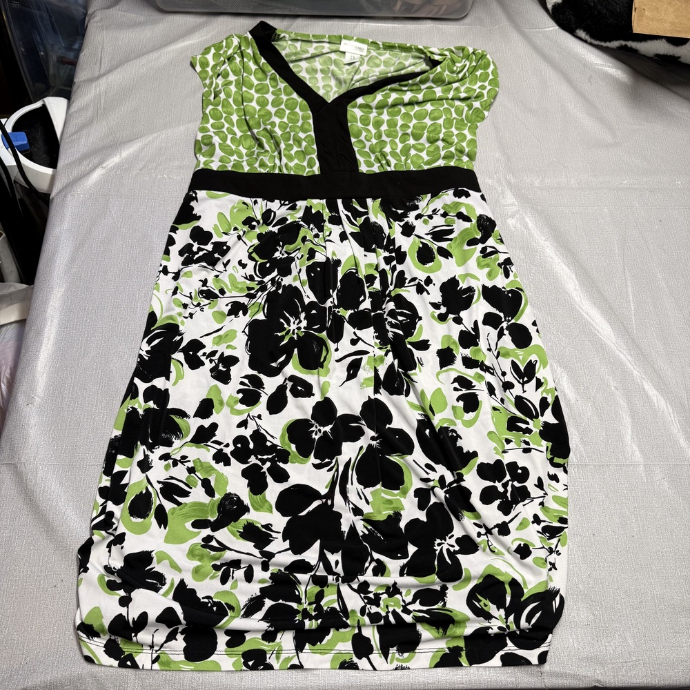 Motherhood Maternity Green Black Floral Shift Dress XL